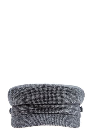 Утепленная кепка с монохромным микро-принтом из шерстяной ткани ELEVENTY. Цвет: серый