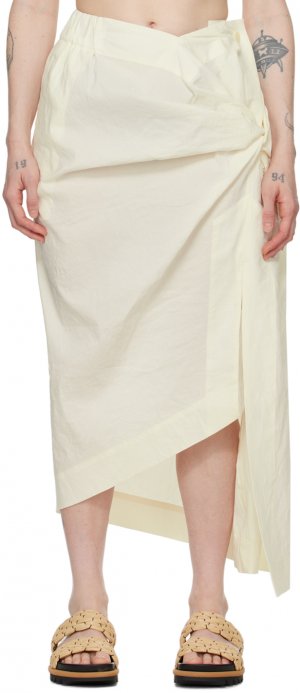 Кремового цвета перекрученная юбка-миди Issey Miyake