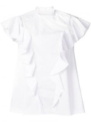 Блузка с оборками Giamba. Цвет: белый