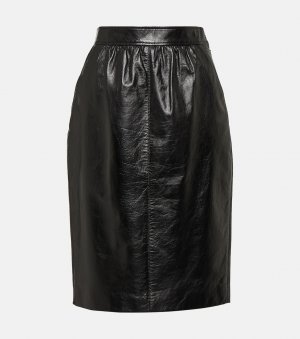 Кожаная юбка-карандаш , черный Saint Laurent