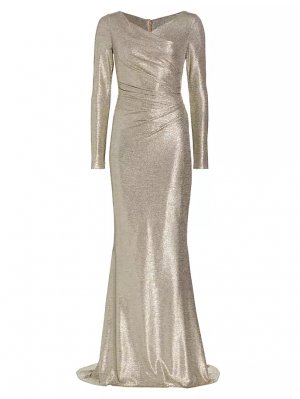 Платье металлик с длинными рукавами , цвет brass Talbot Runhof