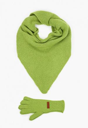 Палантин и перчатки Noryalli Baktus scarf. Цвет: зеленый