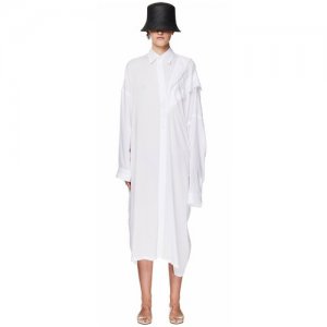 Белое платье-рубашка 3 Yohji Yamamoto. Цвет: белый
