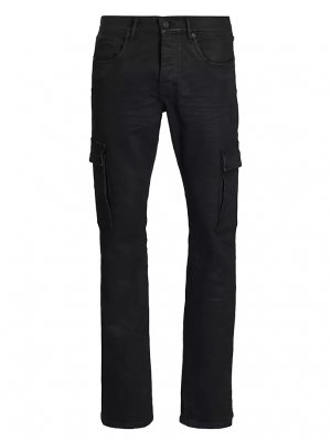 Расклешенные джинсы-карго стрейч с покрытием , черный Purple Brand