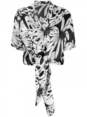 Блузка с цветочным принтом Laneus. Цвет: черный