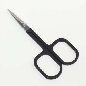 Ножницы маникюр прорезиненные ручки прямые 9*4,4см серебр/черн зип пакет qf Queen fair