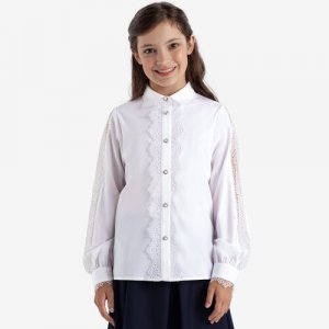 Школьная блуза , размер 140, белый Kapika. Цвет: белый/белый-бежевый