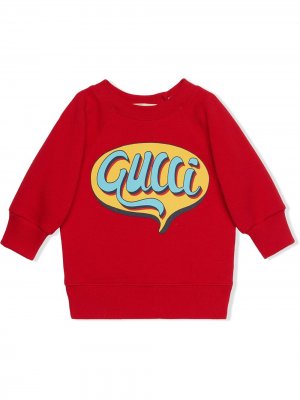 Толстовка Comics с логотипом Gucci Kids. Цвет: красный