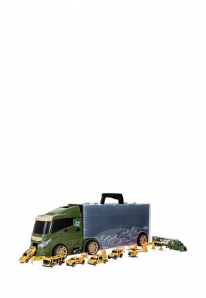 Набор игровой Givito Машина игрушка серии Милитари (Автовоз - кейс 59 см, зеленый, с тоннелем. из 4 машинок, 1 автобуса, вертолета, фуры и 12 дорожных знаков). Цвет: разноцветный