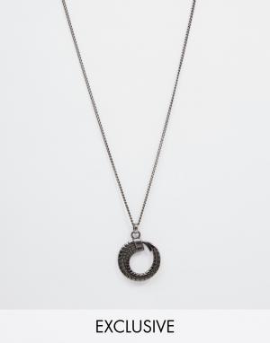 Antiqued Claw Hoop Necklace Exclusive to ASOS Simon Carter. Цвет: серебряный
