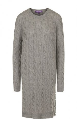 Вязаное кашемировое платье с круглым вырезом Ralph Lauren. Цвет: серый