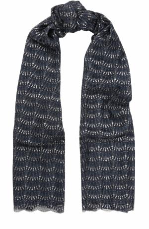 Шелковый палантин с металлизированной нитью St. John. Цвет: темно-синий