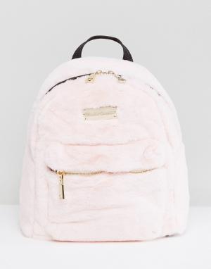 Розовый рюкзак с искусственным мехом Claudia Canova. Цвет: розовый