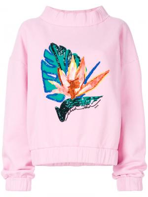 Пуловер с длинными рукавами и отделкой Each X Other. Цвет: розовый и фиолетовый