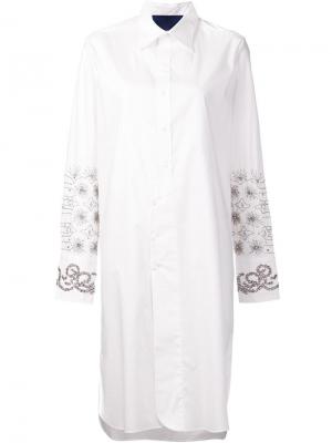 Асимметричное платье-рубашка с вышивкой Sharon Wauchob. Цвет: белый
