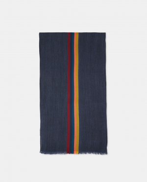 Мужской шарф в центральную полоску темно-синего цвета , разноцветные Paul Smith