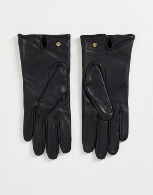Черные кожаные перчатки со стеганой вставкой -Черный Paul Costelloe