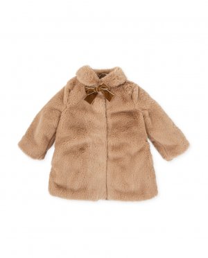 Пальто для девочки из верблюжьего меха на мягкой подкладке , коричневый Tutto Piccolo