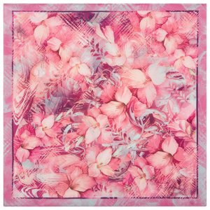Платок ,65х65 см, розовый, фиолетовый Павловопосадская платочная мануфактура. Цвет: фиолетовый/розовый