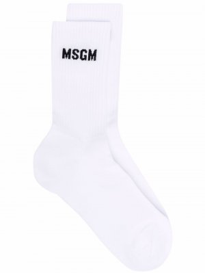 Носки в рубчик с логотипом MSGM. Цвет: белый