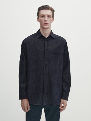 Джинсовая рубашка стандартного кроя с карманом , индиго Massimo Dutti