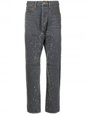 Прямые джинсы с эффектом разбрызганной краски Facetasm. Цвет: серый
