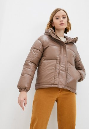 Куртка кожаная утепленная Fresh Cotton. Цвет: коричневый