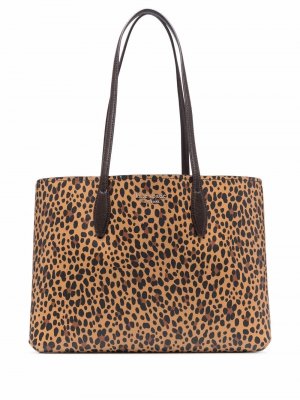 Большая сумка на плечо с леопардовым принтом Kate Spade. Цвет: коричневый