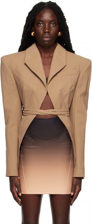 Светло-коричневый корсетный пиджак Mugler