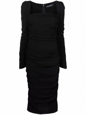 Платье с квадратным вырезом и сборками Dolce & Gabbana. Цвет: черный