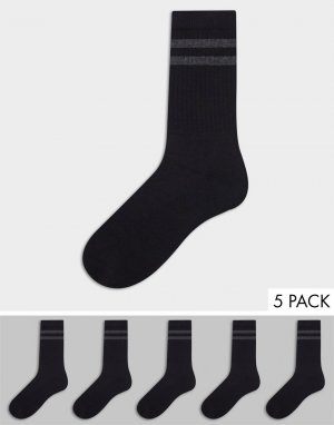 Набор из 5 пар спортивных носков черного цвета FCUK-Черный цвет French Connection