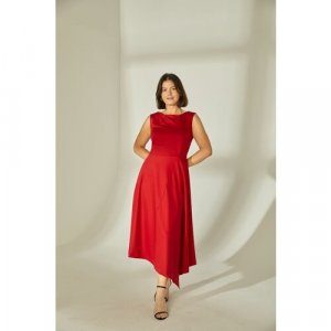 Платье , полуприлегающее, миди, размер 50, красный Olga Skazkina. Цвет: красный