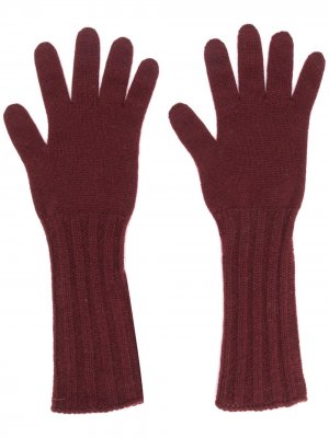 Длинные перчатки в рубчик Pringle of Scotland. Цвет: красный