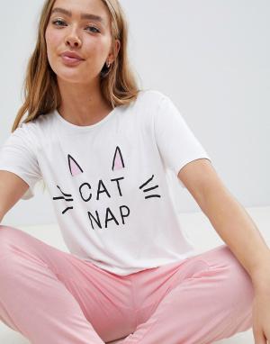 Пижама с надписью cat nap Adolescent Clothing. Цвет: мульти