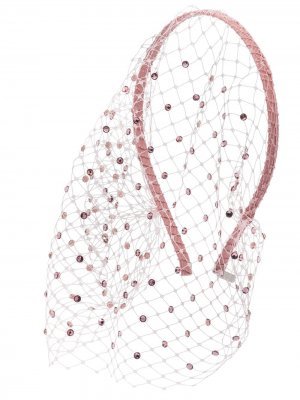 Ободок Charlotte с вуалью и кристаллами Gigi Burris Millinery. Цвет: розовый