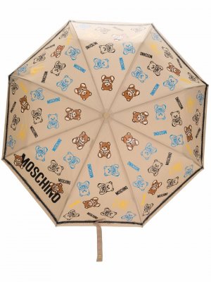 Зонт с ручкой Teddy Bear и принтом Moschino. Цвет: бежевый