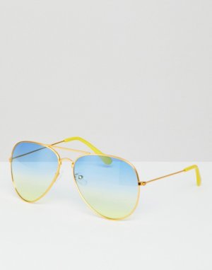 Солнцезащитные очки-авиаторы со стеклами омбре -Синий 7X