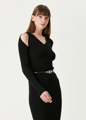 Черный шерстяной свитер с v-образным вырезом и детальной отделкой Alexander McQueen. Цвет: черный