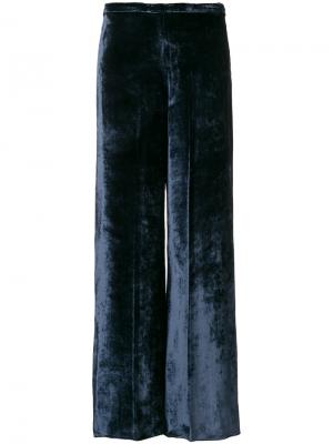 Бархатные расклешенные брюки Forte. Цвет: синий