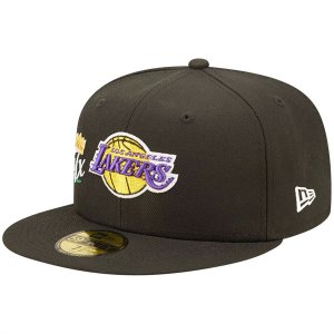 Мужская кепка New Era черная Los Angeles Lakers 17x NBA Finals Champions Crown 59FIFTY Облегающая шляпа