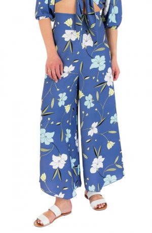 Широкие брюки с разрезом и цветочным принтом Poppy, темно-синий Hurley
