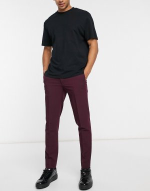 Малиновые зауженные брюки -Красный Burton Menswear