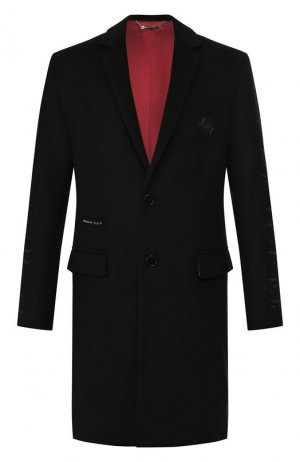 Пальто из смеси шерсти и кашемира Philipp Plein. Цвет: чёрный