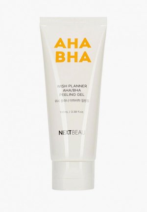 Гель для лица Nextbeau Отшелушивающий пилинг-гель с AHA/BHA кислотами проблемной кожи, 100 мл. Цвет: белый