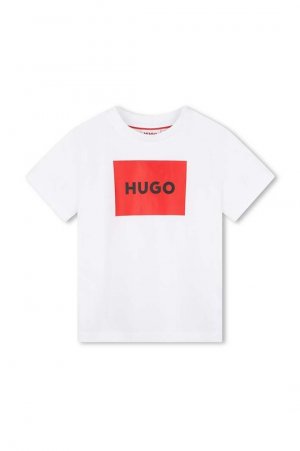 Детская хлопковая футболка, белый Hugo