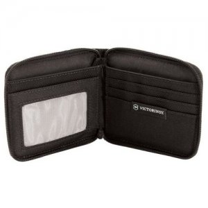 Бумажник Tri-Fold Wallet, на молнии, чёрный, нейлон 800D, 11x1x10 см VICTORINOX