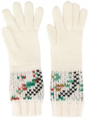 Трикотажные перчатки с узором Missoni. Цвет: белый