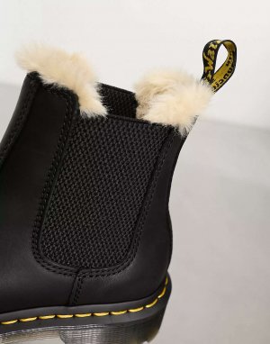 Черные кожаные ботинки челси Dr Martens 2976 leonore на меховой подкладке