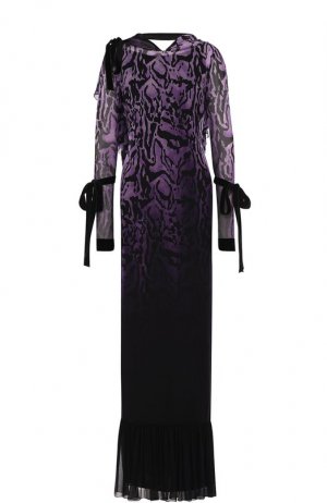 Шелковое платье-макси с оборками и бантами Tom Ford. Цвет: фиолетовый