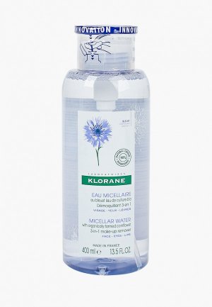 Мицеллярная вода Klorane для снятия макияжа с экстрактом василька 3 в 1, 400 мл. Цвет: белый